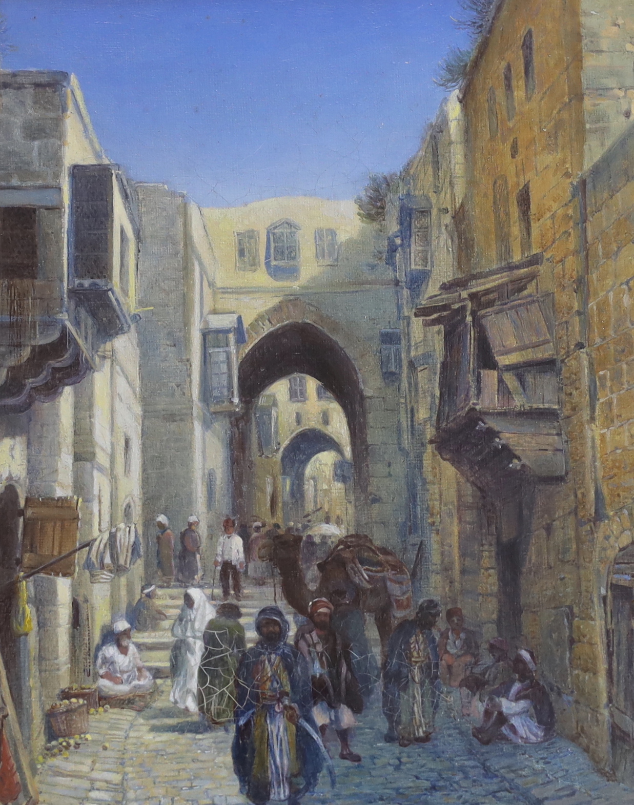 Paul H. Ellis (1882-1908), oil on canvas, Middle Eastern street scene with figures, signed, 24 x 19cm